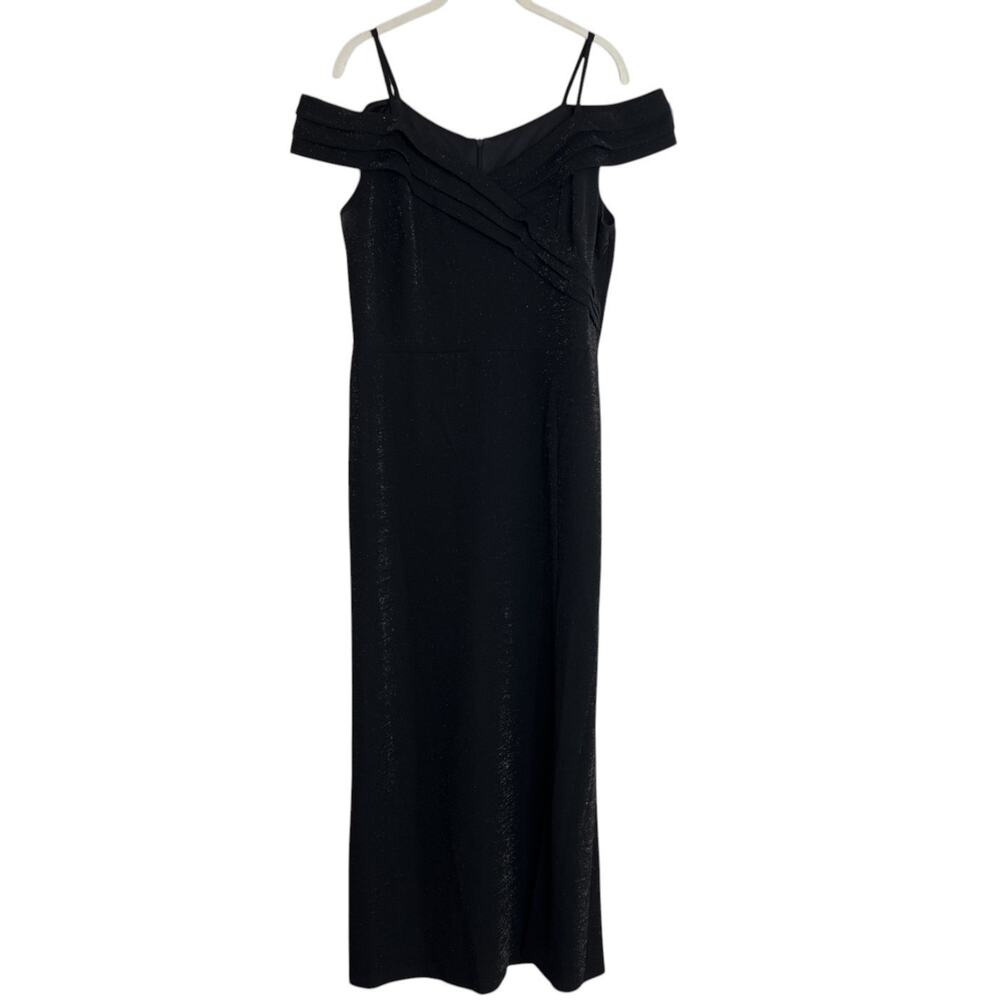 Alexa B Black Sparkle Off Shoulder Formal Maxi Dress Size 14 Evening Wear